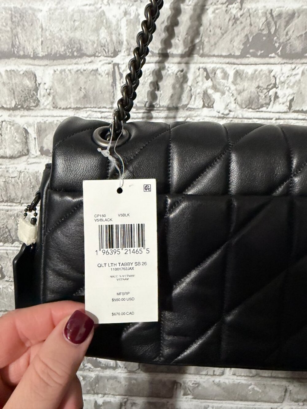 NWT Coach Quilted Leather Tabby Shoulder Bag 26 In Black - Picture 4 of 5